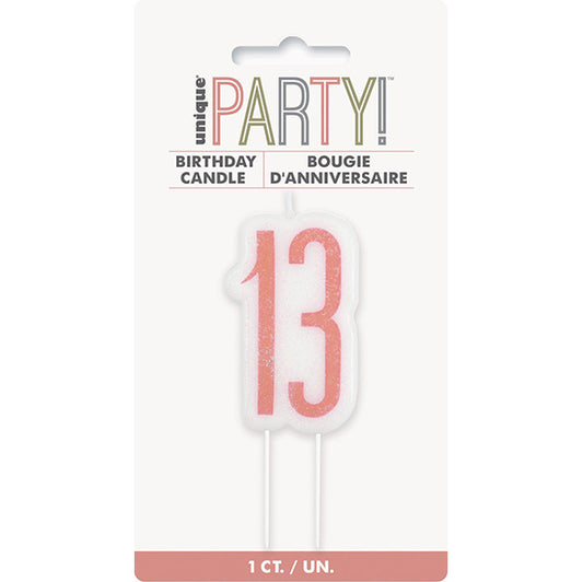 Rose Gold Numeral Pick Candle - 13