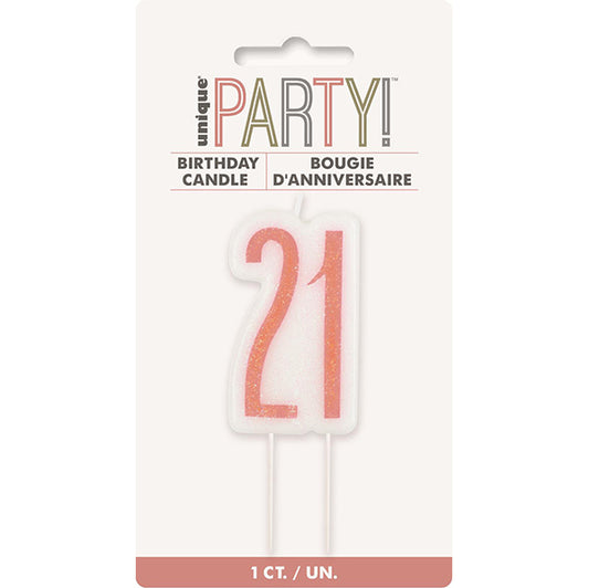 Rose Gold Numeral Pick Candle - 21