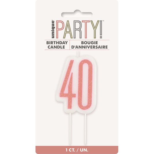 Rose Gold Numeral Pick Candle - 40