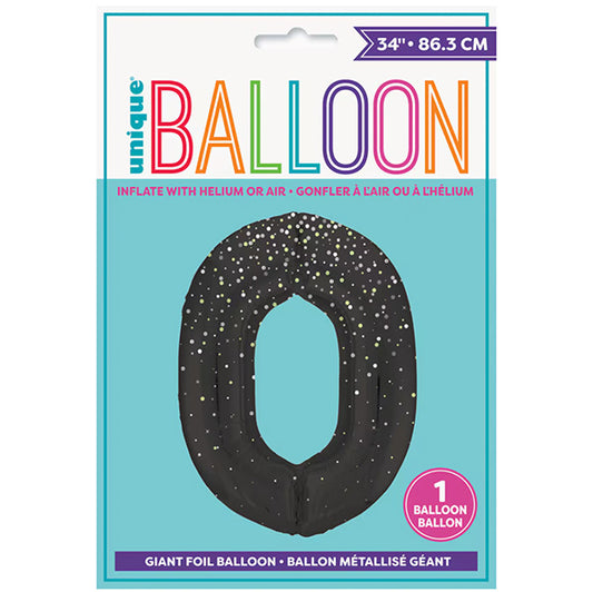 Glitz Black "0" Numeral Foil Balloon (86cm)