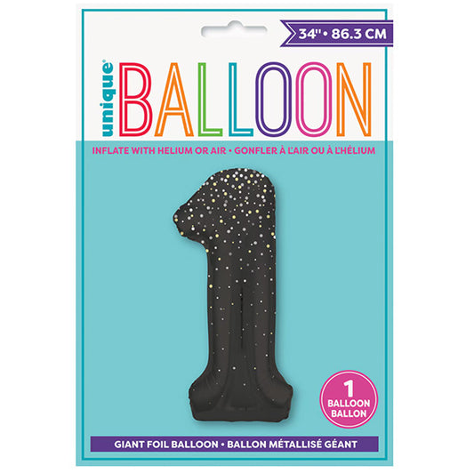 Glitz Black "1" Numeral Foil Balloon (86cm)