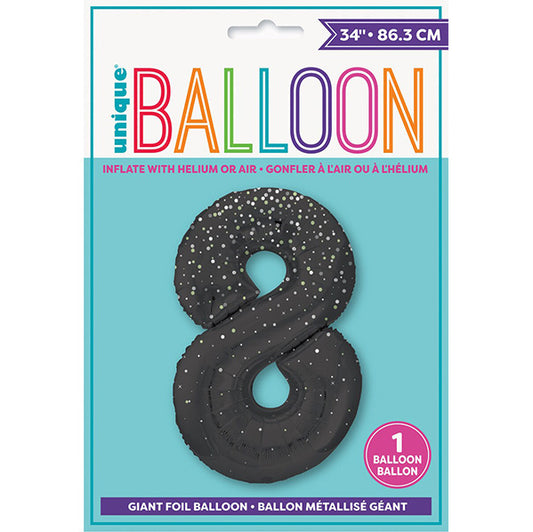 Glitz Black "8" Numeral Foil Balloon (86cm)