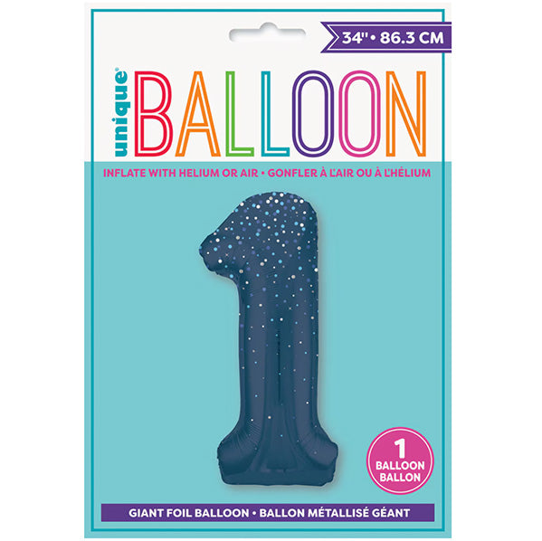 Glitz Blue "1" Numeral Foil Balloon (86cm)