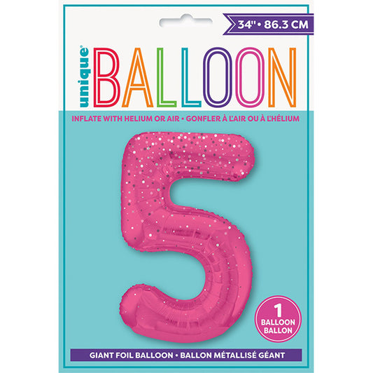 Glitz Pink "5" Numeral Foil Balloon (86cm)