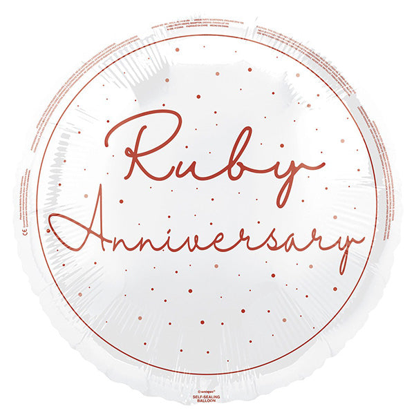 "Ruby Anniversary" Foil Balloon 45cm