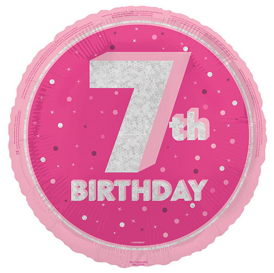 Glitz Pink "7th Birthday" Foil Balloon 45cm