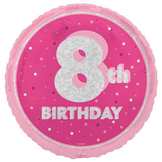 Glitz Pink "8th Birthday" Foil Balloon 45cm