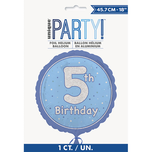 Blue "5th Birthday" Foil Prismatic Balloon 45cm