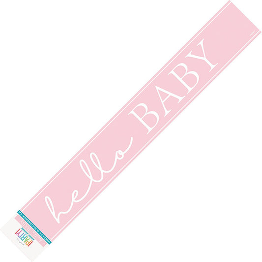 "Hello Baby" Pink Foil Banner - 2.74m