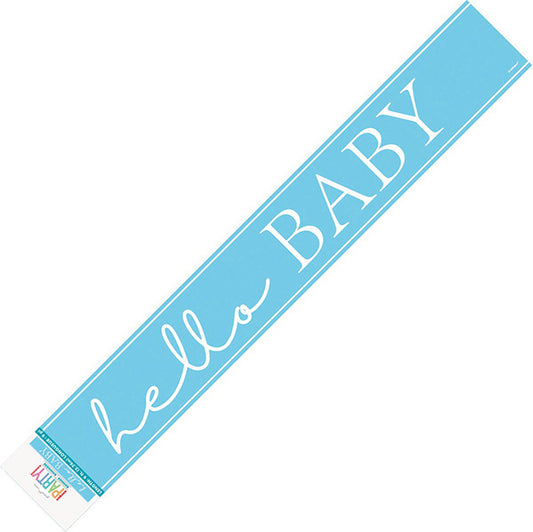 "Hello Baby" Blue Foil Banner - 2.74m