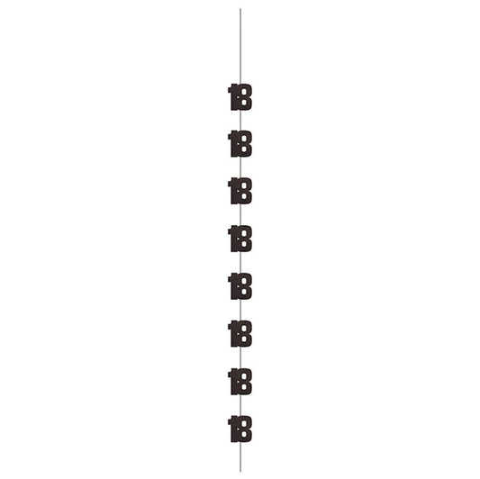 Glitz Black & Silver "18" Hanging Decorations (Pack of 6)