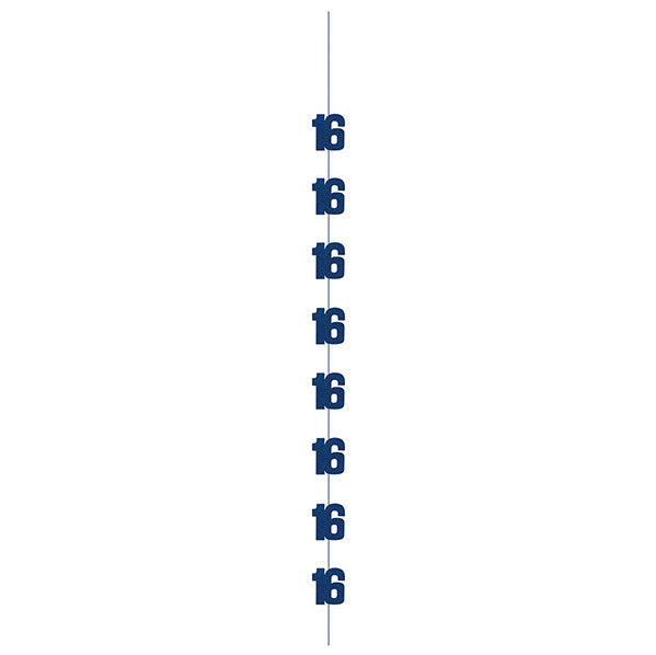 Glitz Blue "16" Hanging Decorations (Pack of 6)