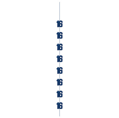 Glitz Blue "16" Hanging Decorations (Pack of 6)