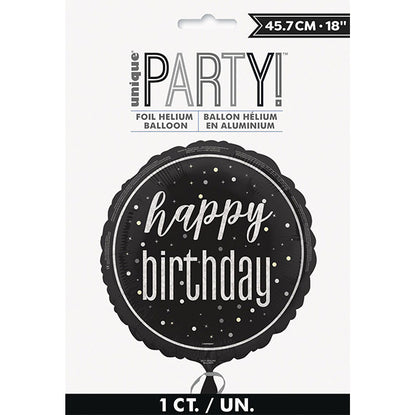 Glitz Black "Happy Birthday" Foil Prismatic Balloon 45cm