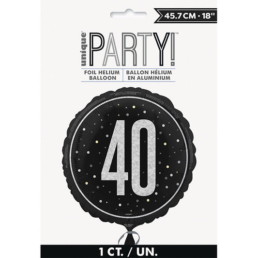 Black "40" Foil Prismatic Balloon 45cm