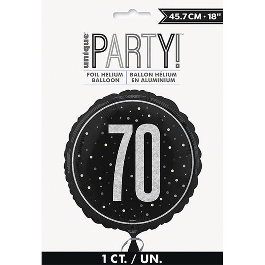 Black "70" Foil Prismatic Balloon 45cm