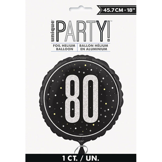 Glitz Black "80" Foil Prismatic Balloon 45cm