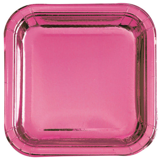 Glitz Hot Pink Square Appetizer Paper Plates 23cm (Pack of 8)