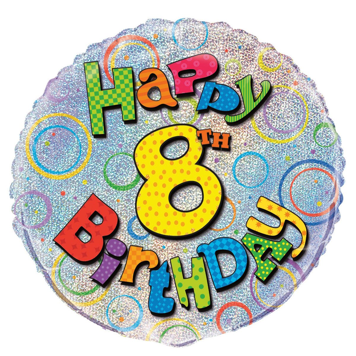 8th Birthday Foil Prismatic Balloon 45cm - The Party Marketplace