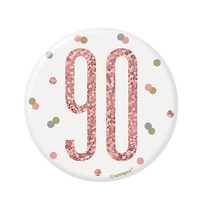 "90" Badge - Glitz Rose Gold - The Party Marketplace