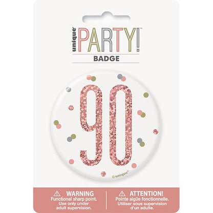"90" Badge - Glitz Rose Gold - The Party Marketplace
