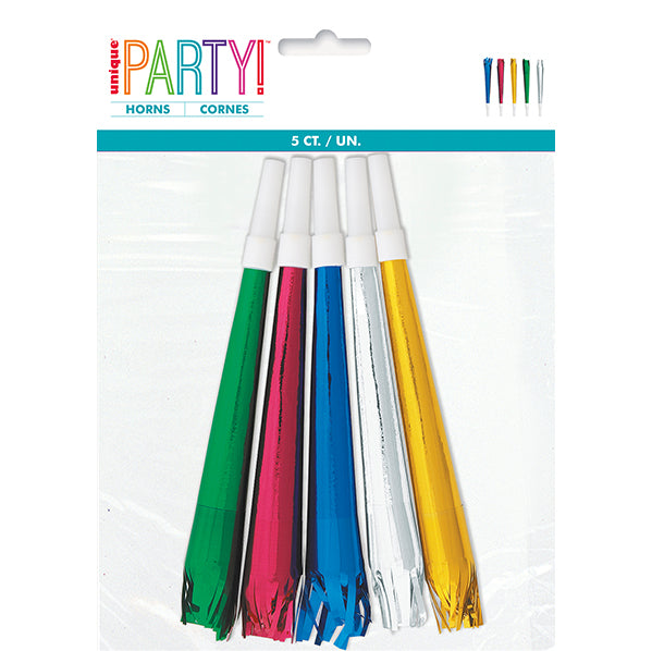 Foil Party Horns (Pack of 5)