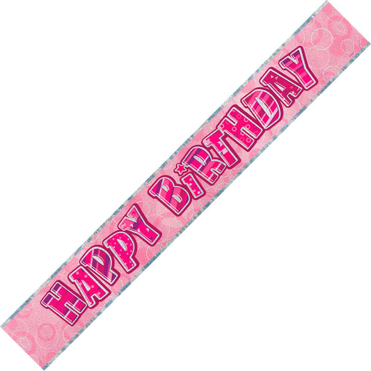 Glitz Pink "Happy Birthday" Foil Banner - 3.65m