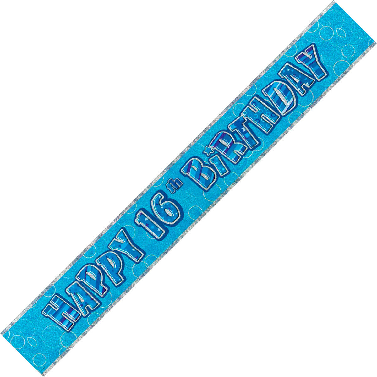 Glitz Blue "Happy 16th Birthday" Foil Banner - 3.65m