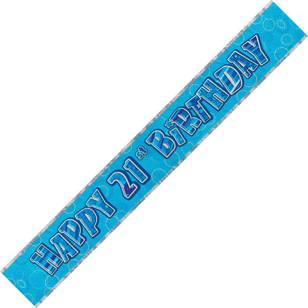 Glitz Blue "Happy 21st Birthday" Foil Banner - 3.65m