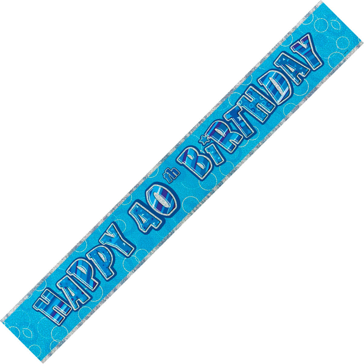 Glitz Blue "Happy 40th Birthday" Foil Banner - 3.65m