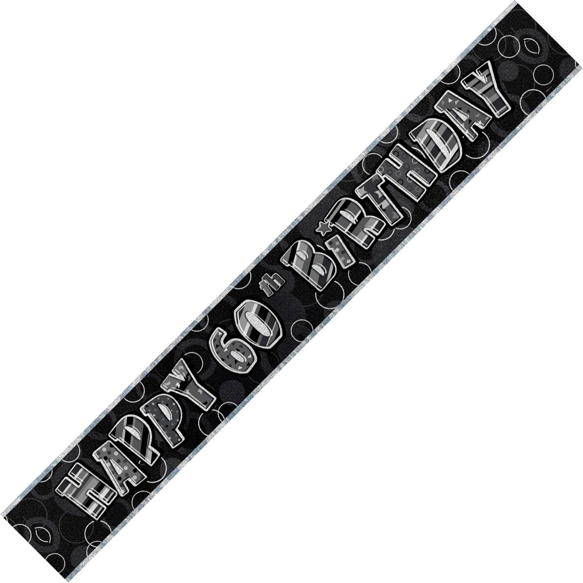 Glitz Black & Silver "Happy 60th Birthday" Foil Banner - 3.65m