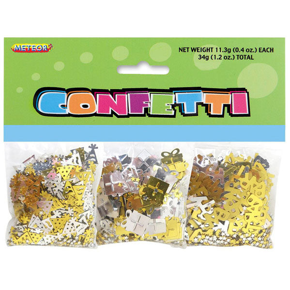 Birthday Confetti Gold & Silver 3-Pack (34g)