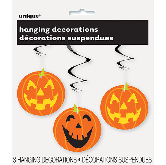 Pumpkin Hanging Swirl Decorations (Pack of 3)