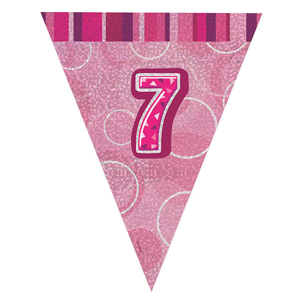 "7" Glitz Pink Flag Banner - 2.74m