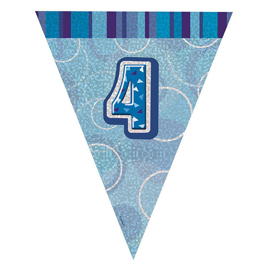 "4" Glitz Blue Flag Banner - 2.74m