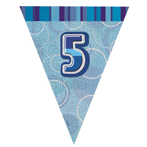 "5" Glitz Blue Flag Banner - 2.74m