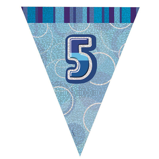 "5" Glitz Blue Flag Banner - 2.74m