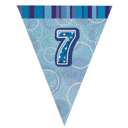 "7" Glitz Blue Flag Banner - 2.74m