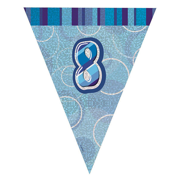 "8" Glitz Blue Flag Banner - 2.74m