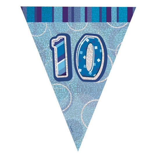 "10" Glitz Blue Flag Banner - 2.74m