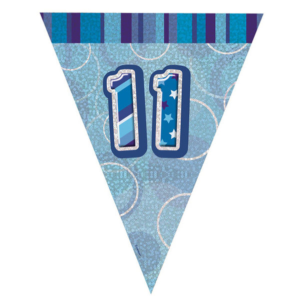 "11" Glitz Blue Flag Banner - 2.74m