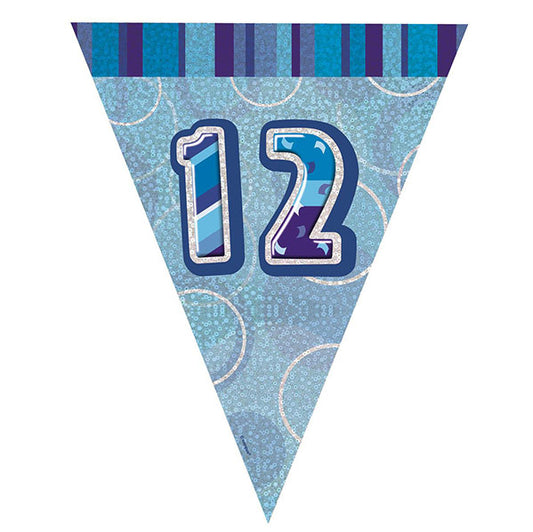 "12" Glitz Blue Flag Banner - 2.74m