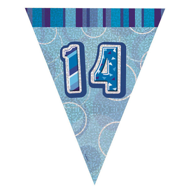 "14" Glitz Blue Flag Banner - 2.74m