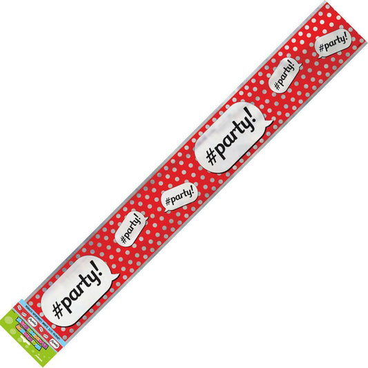 Red Dot "#Party" Foil Banner - 3.65m