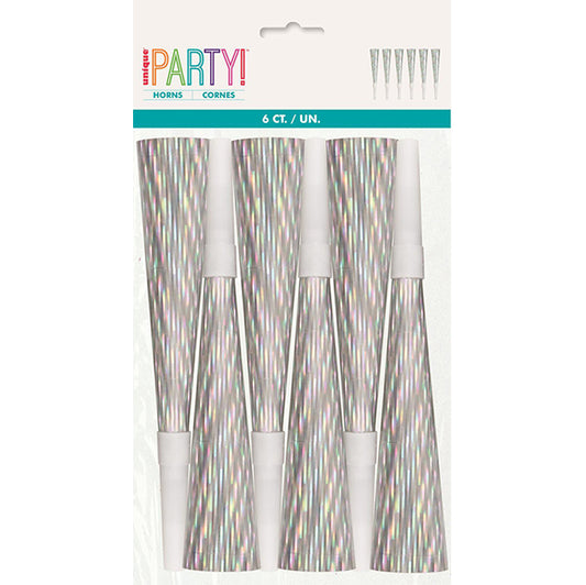 Prismatic Iridescent Foil Horns (Pack of 6)