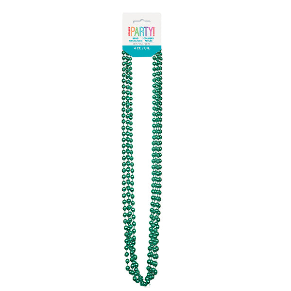 Metallic Bead Necklace - Green (Pack of 4)