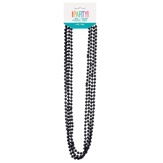 Metallic Bead Necklace - Black (Pack of 4)