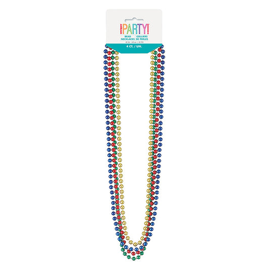 Metallic Bead Necklace - Assorted (Pack of 4)