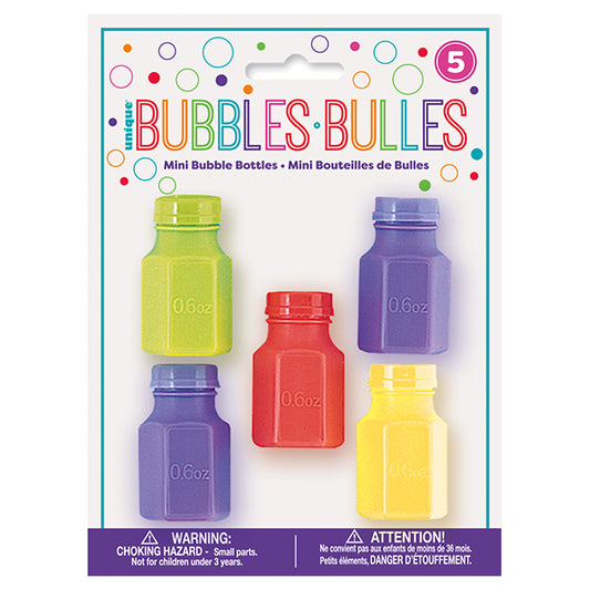 Mini Bubbles & Wands - Assorted Colours (Pack of 5)