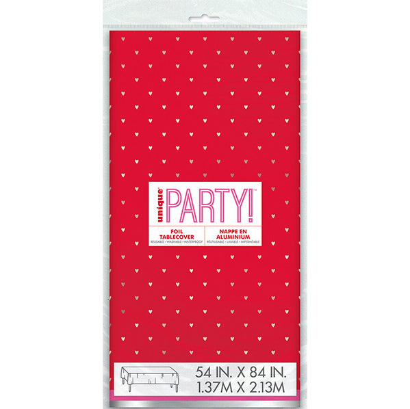 Red & Pink Valentine Printed Foil Tablecover 137cm x 274cm